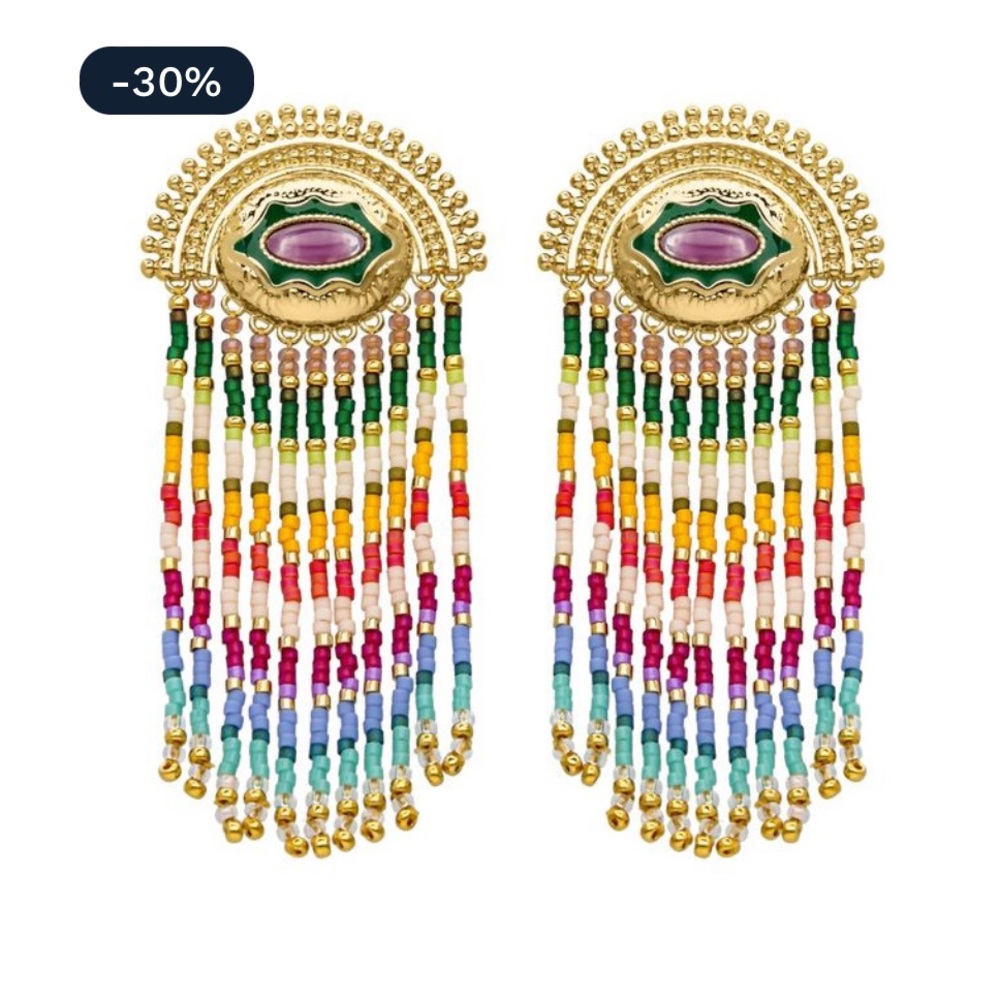 NUEVA Clip-on Earrings - HIPANEMA Multicolor in Gold-Plated Brass